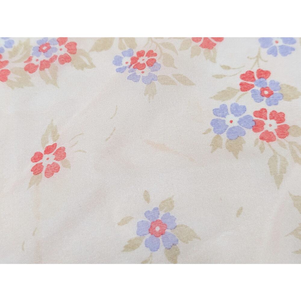 Vintage 70s Scarf Coral Pink Lavender Floral Stripe Floral Print Square - Picture 7 of 10